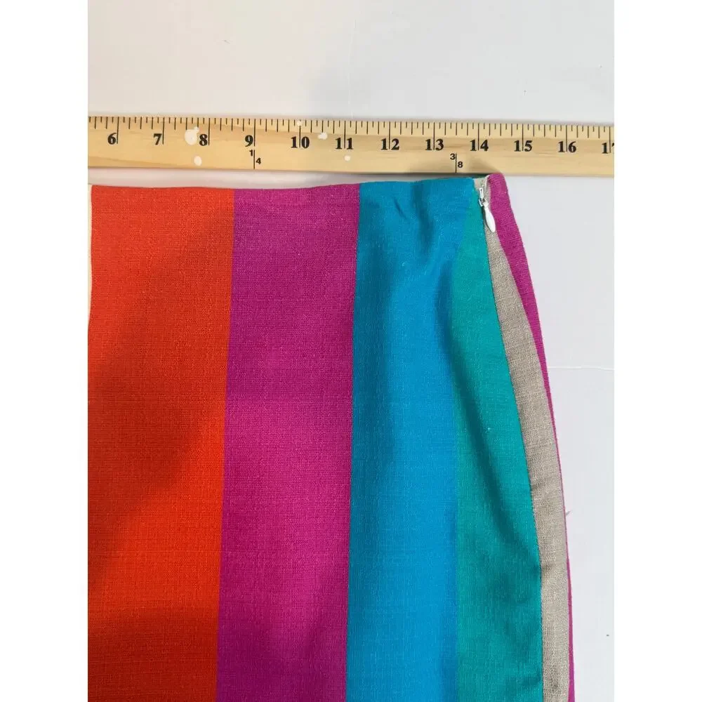 Carlisle Collection Pencil Skirt Size 4 Colorblock Geometric Teal Orange Lined